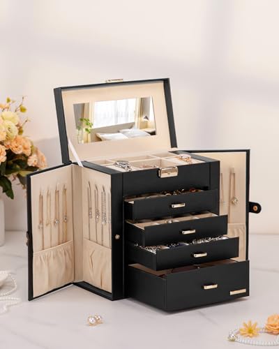 Homde Large Jewelry Box for Women: 5-Layer Organizer with Lock for Dresser