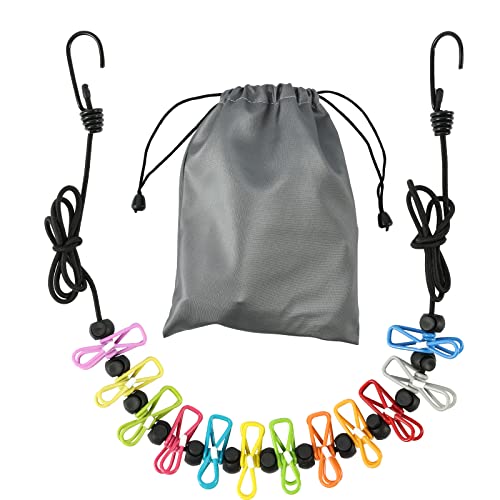 Retractable Travel Clothesline with 12 Clips for Camping