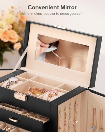 Homde Large Jewelry Box for Women: 5-Layer Organizer with Lock for Dresser