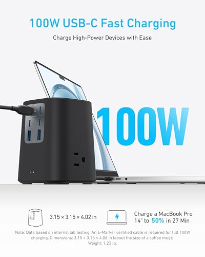 Anker Desktop Charger, 9-in-1 Power Strip with 300J Surge Protector, 100W