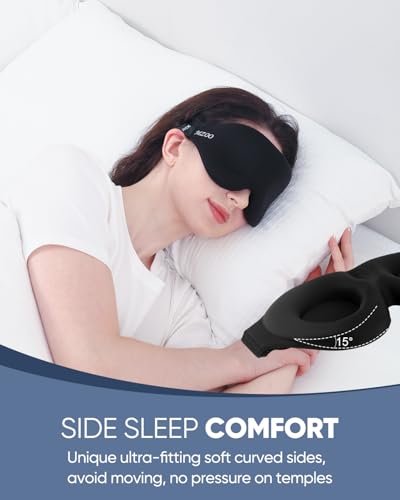 MZOO Sleep Mask for Side Sleeper, Light Blocking Eye Shade for Men and Women