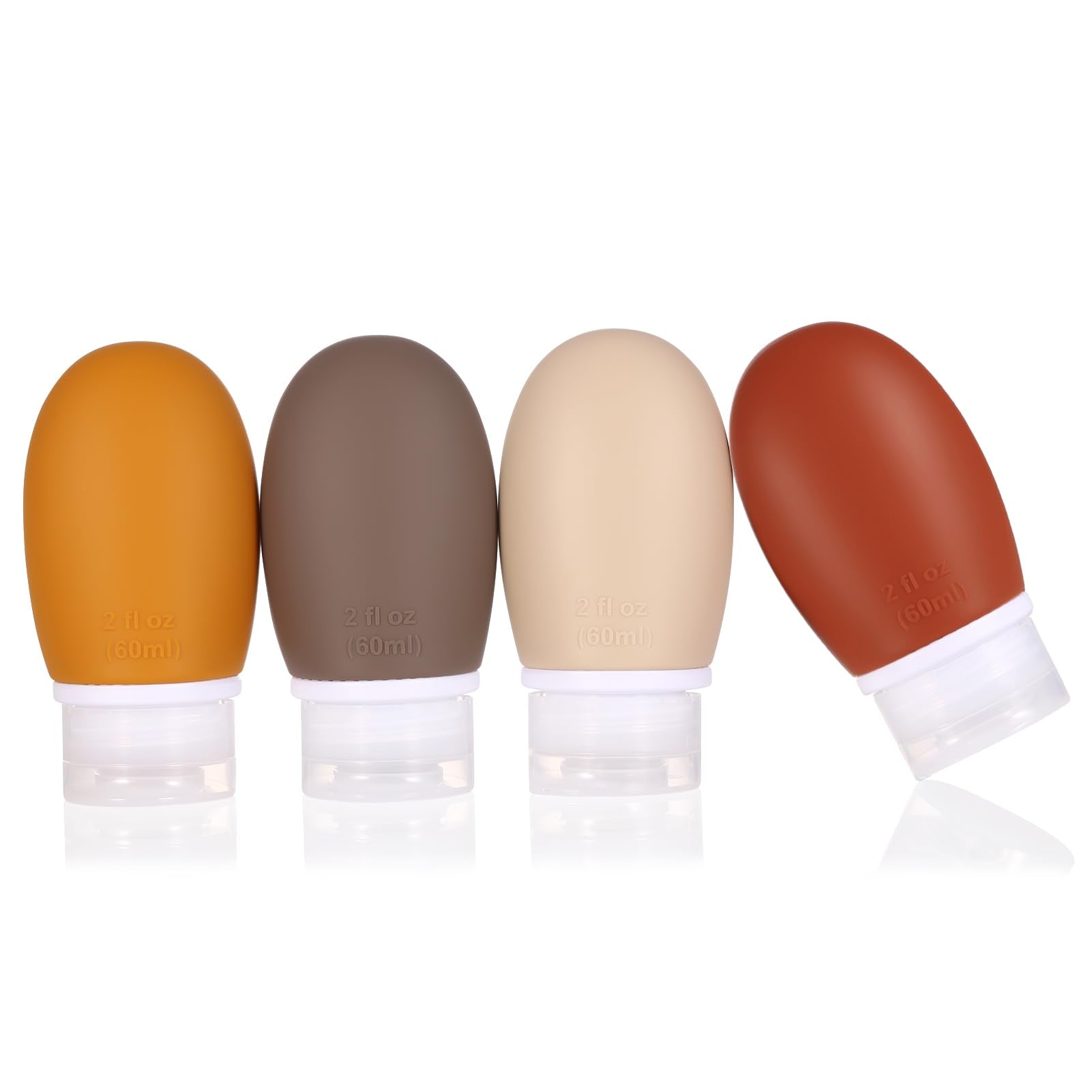 Silicone Travel Bottles,4 Pack Leak Proof Liquid Squeezable Refillable Portable Travel Accessories/Cosmetic Containers,BPA Free,Travel Size Bottles for Toiletries Shampoo Conditioner Lotion