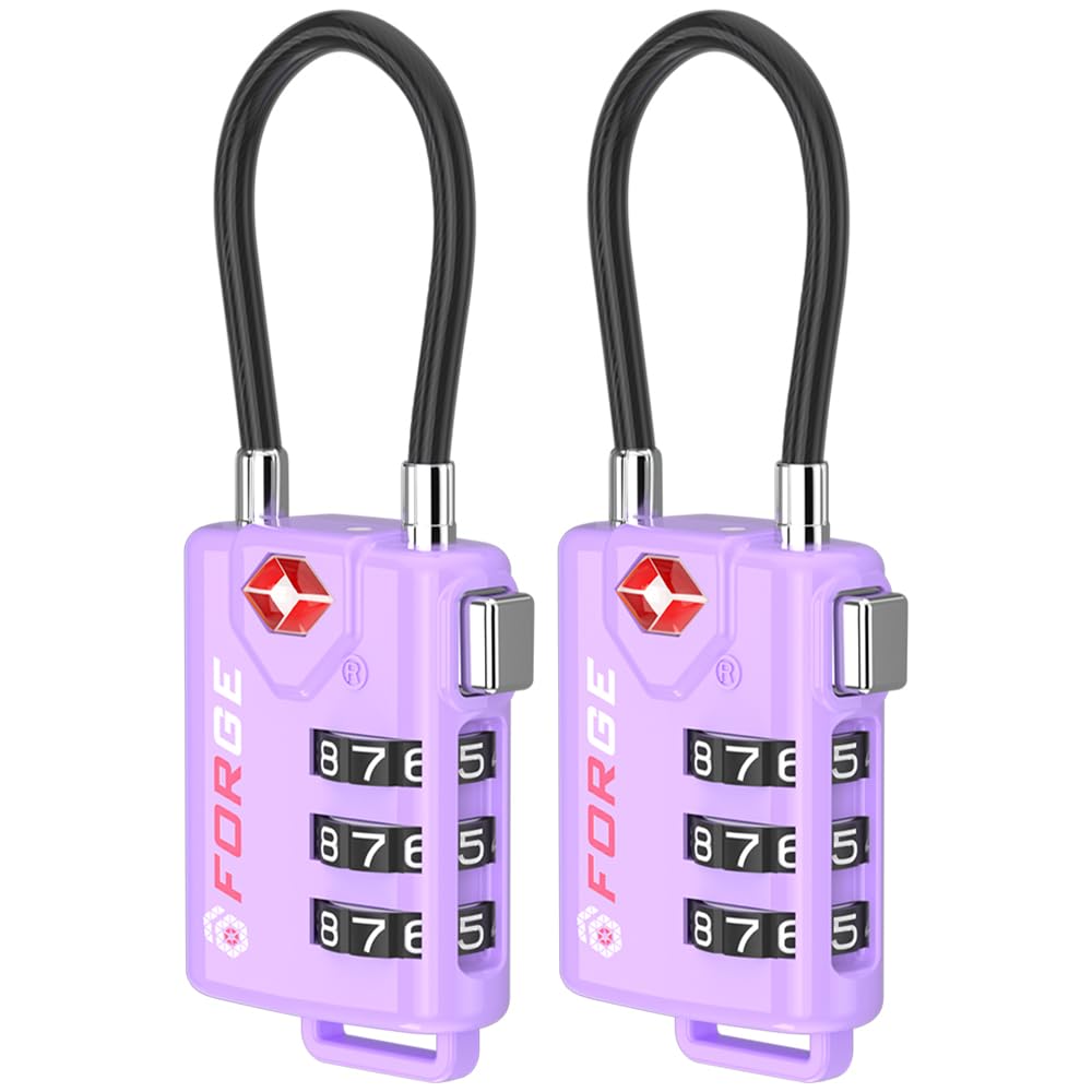 TSA Approved Cable Luggage Locks, Re-settable Combination with Alloy Body