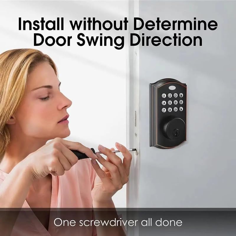 DUYHBAWRS-007 Keyless Entry Door Lock Electronic Door Lock with Keypad Smart Latch Lock with Automatic Lock Smart Lock