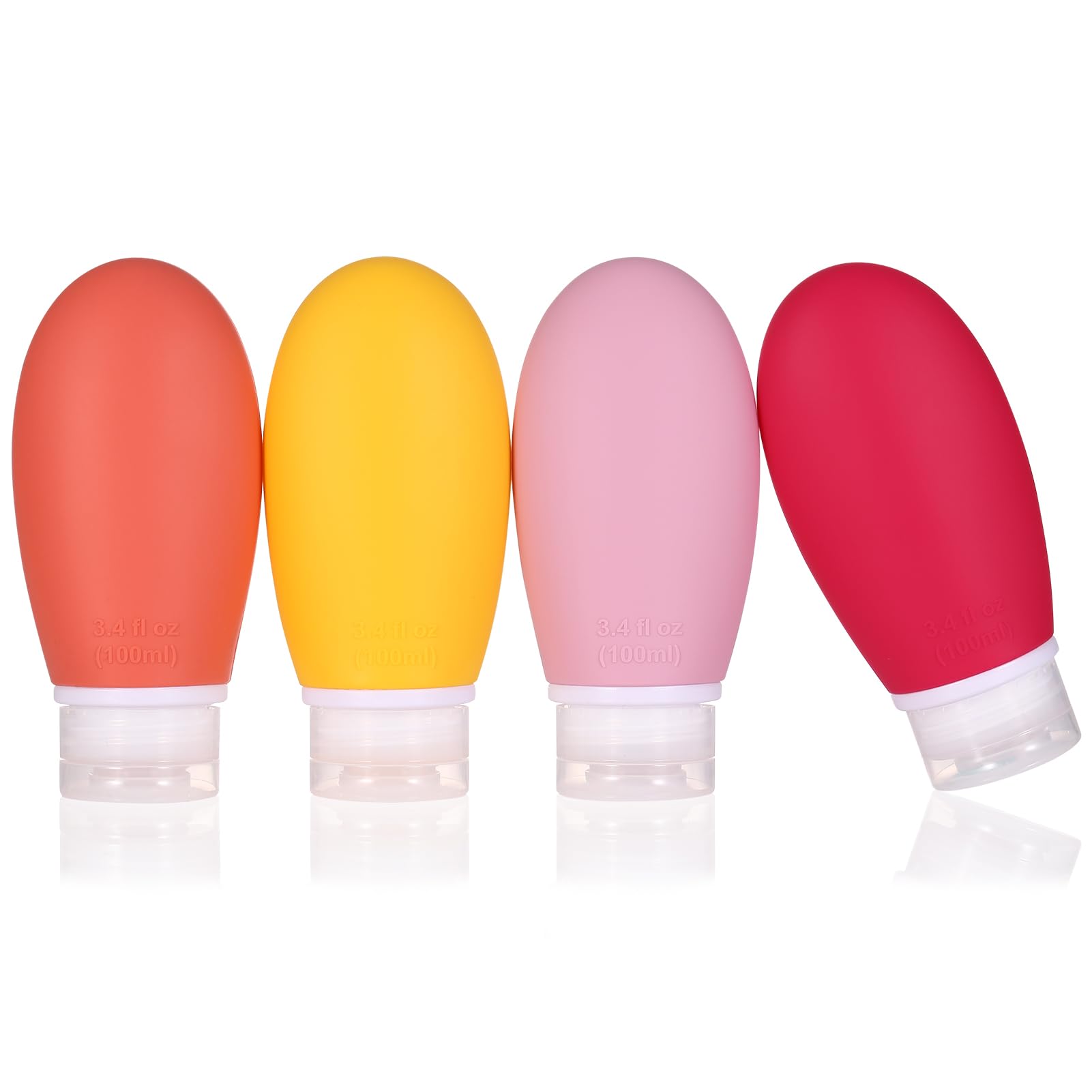 Silicone Travel Bottles,4 Pack Leak Proof Liquid Squeezable Refillable Portable Travel Accessories/Cosmetic Containers,BPA Free,Travel Size Bottles for Toiletries Shampoo Conditioner Lotion