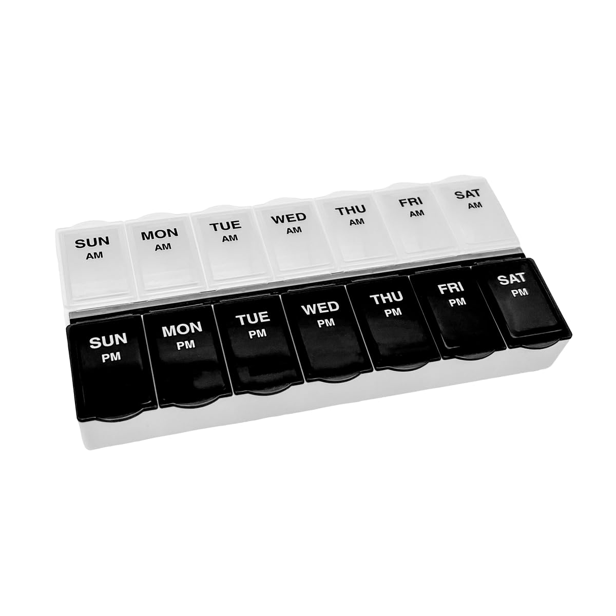 Amazon Basic Care 7-Day AM/PM Pill Organizer, Medication Planner with Large Compartments for Tablets, Clear Lids