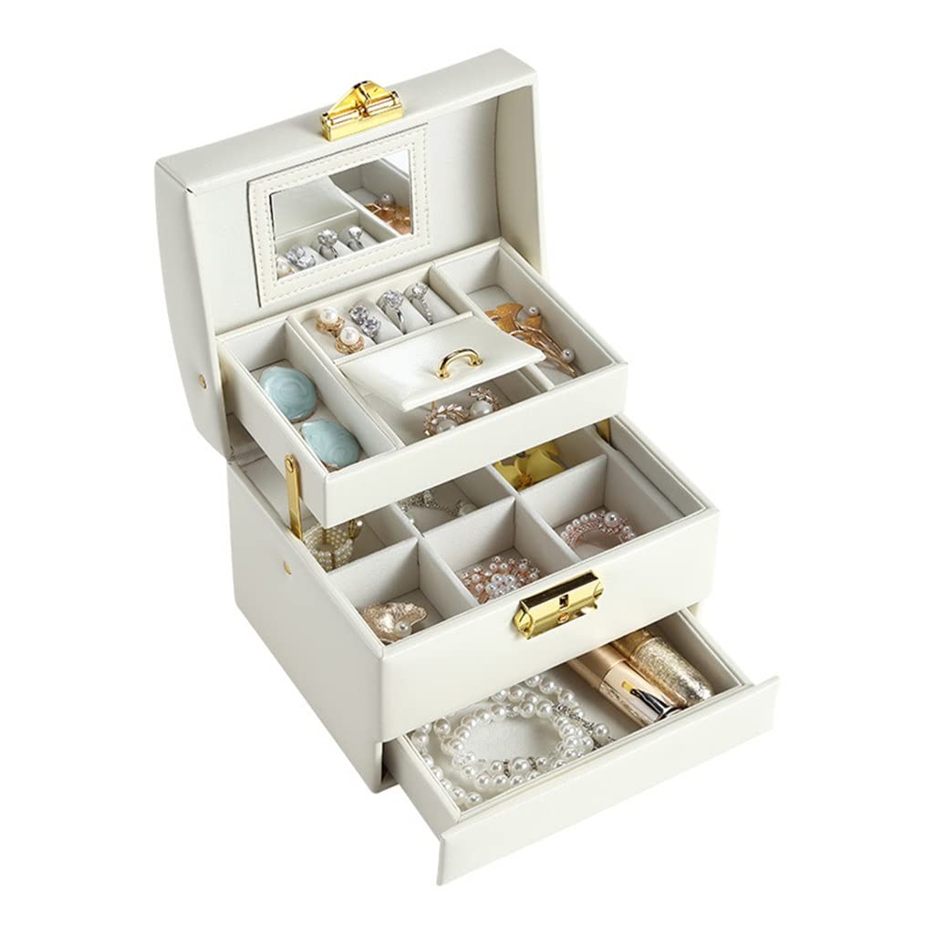 Desktop Flannel Jewelry Box Ring Bracelet Earring Bracelet Large Capacity Multilayer Travel Storage Box (Color : A Size : 17 * 13.5 * 13.5CM)