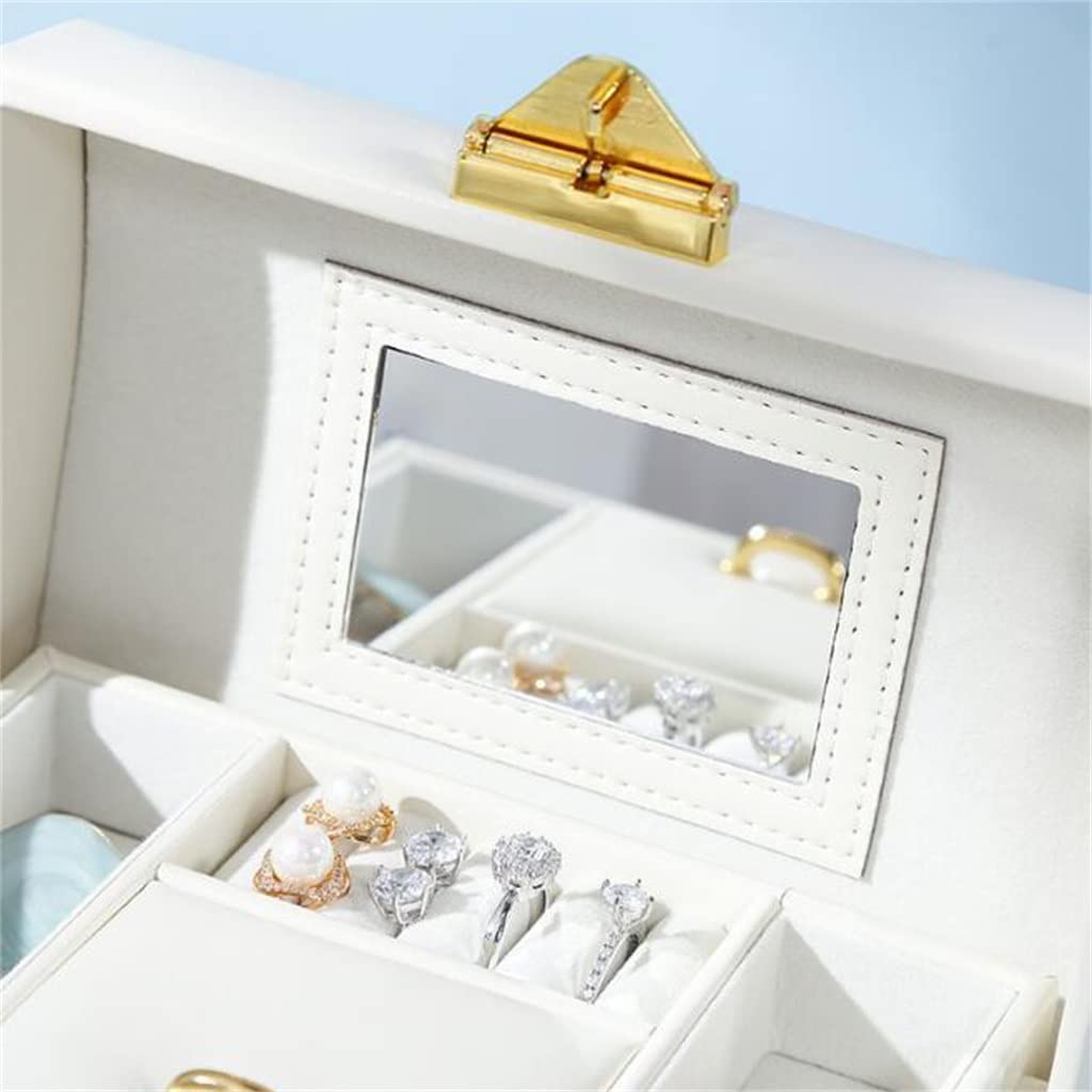 Desktop Flannel Jewelry Box Ring Bracelet Earring Bracelet Large Capacity Multilayer Travel Storage Box (Color : A Size : 17 * 13.5 * 13.5CM)