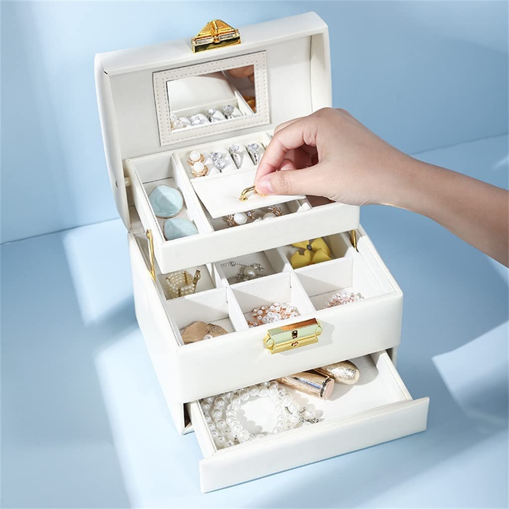 Desktop Flannel Jewelry Box Ring Bracelet Earring Bracelet Large Capacity Multilayer Travel Storage Box (Color : A Size : 17 * 13.5 * 13.5CM)