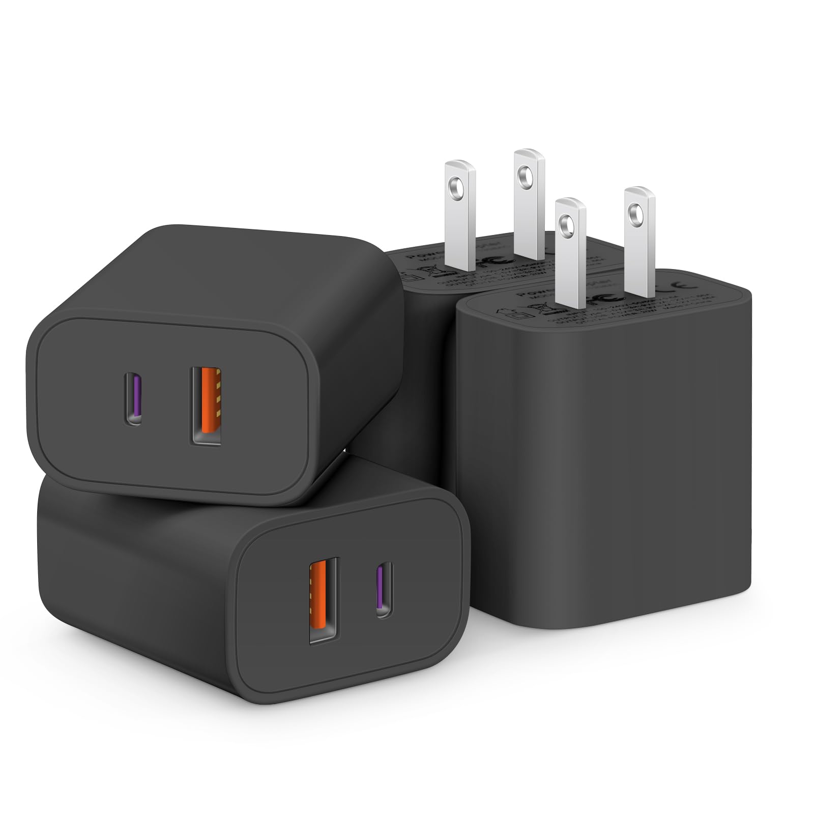 [4 Pack] USB C Charger Block Fast Charging Multiport Adpater [PD 20W USB-C & QC 3.0 USB Port] for IP 16/15/14/13/12/11/X/8, i Pad, Sam Sung, Google, Galaxy & More