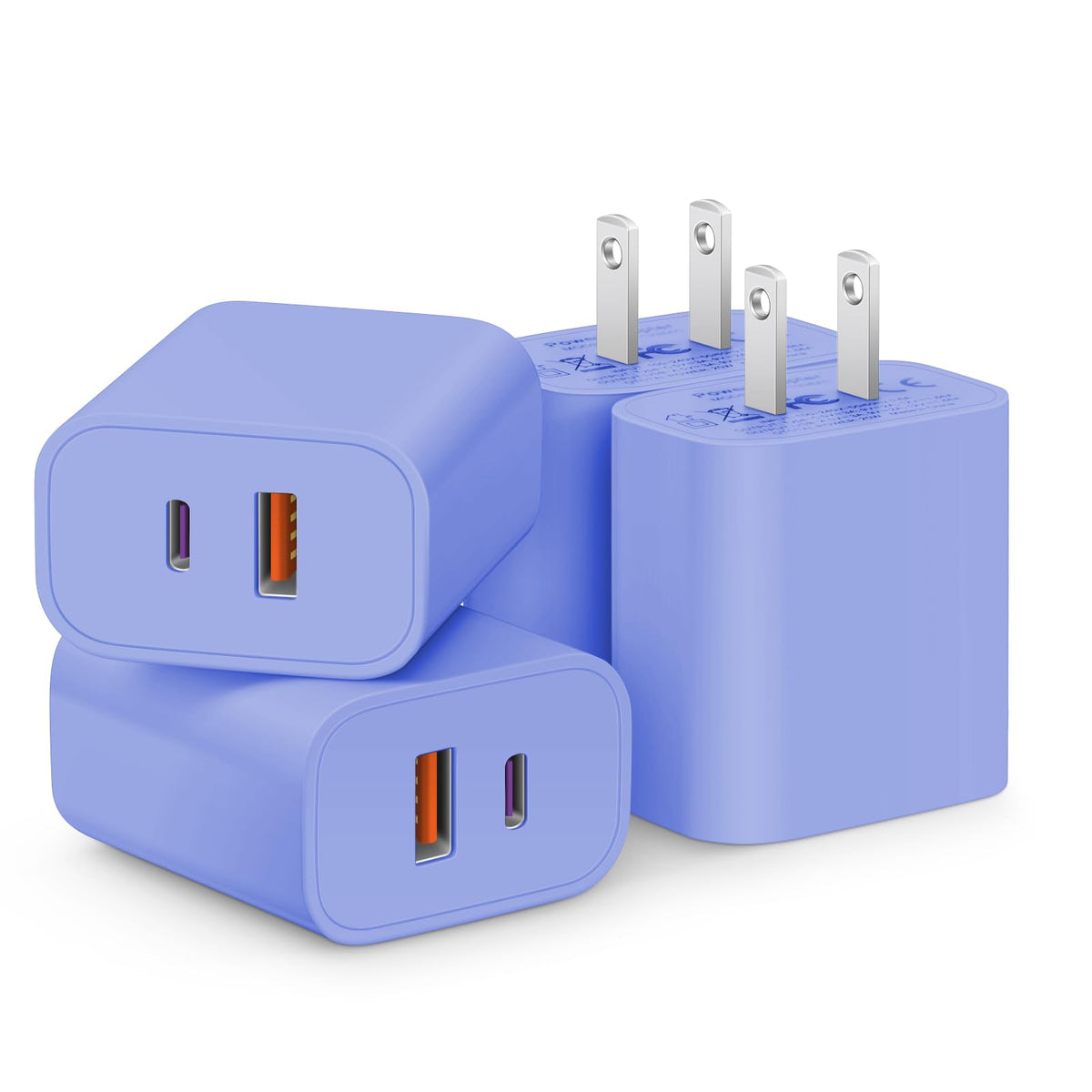 [4 Pack] USB C Charger Block Fast Charging Multiport Adpater [PD 20W USB-C & QC 3.0 USB Port] for IP 16/15/14/13/12/11/X/8, i Pad, Sam Sung, Google, Galaxy & More