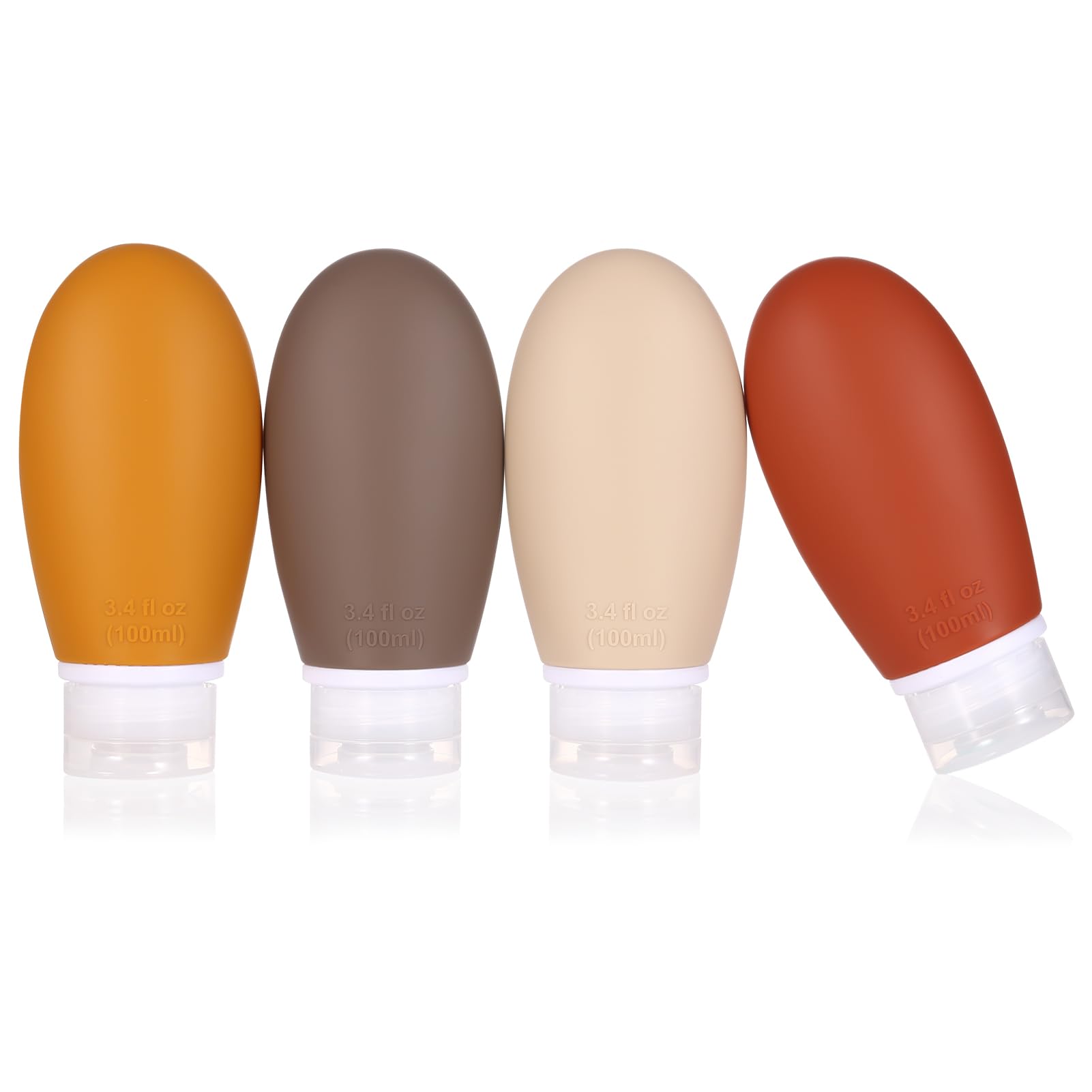 Silicone Travel Bottles,4 Pack Leak Proof Liquid Squeezable Refillable Portable Travel Accessories/Cosmetic Containers,BPA Free,Travel Size Bottles for Toiletries Shampoo Conditioner Lotion