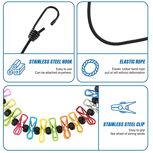 Retractable Portable Travel Clothesline Camping Clothing Line with 12 Clips