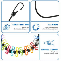 Retractable Travel Clothesline with 12 Clips for Camping