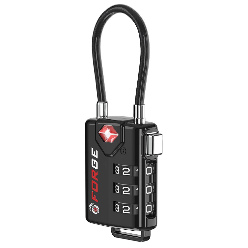 TSA Approved Cable Luggage Locks, Re-settable Combination with Alloy Body