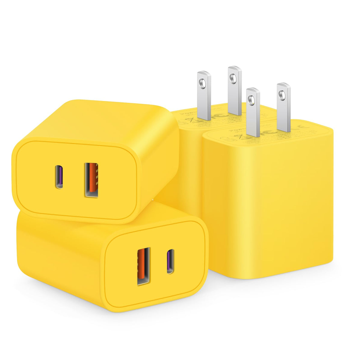 [4 Pack] USB C Charger Block Fast Charging Multiport Adpater [PD 20W USB-C & QC 3.0 USB Port] for IP 16/15/14/13/12/11/X/8, i Pad, Sam Sung, Google, Galaxy & More