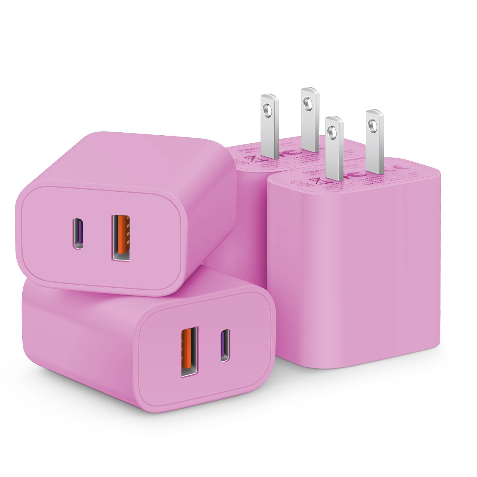[4 Pack] USB C Charger Block Fast Charging Multiport Adpater [PD 20W USB-C & QC 3.0 USB Port] for IP 16/15/14/13/12/11/X/8, i Pad, Sam Sung, Google, Galaxy & More