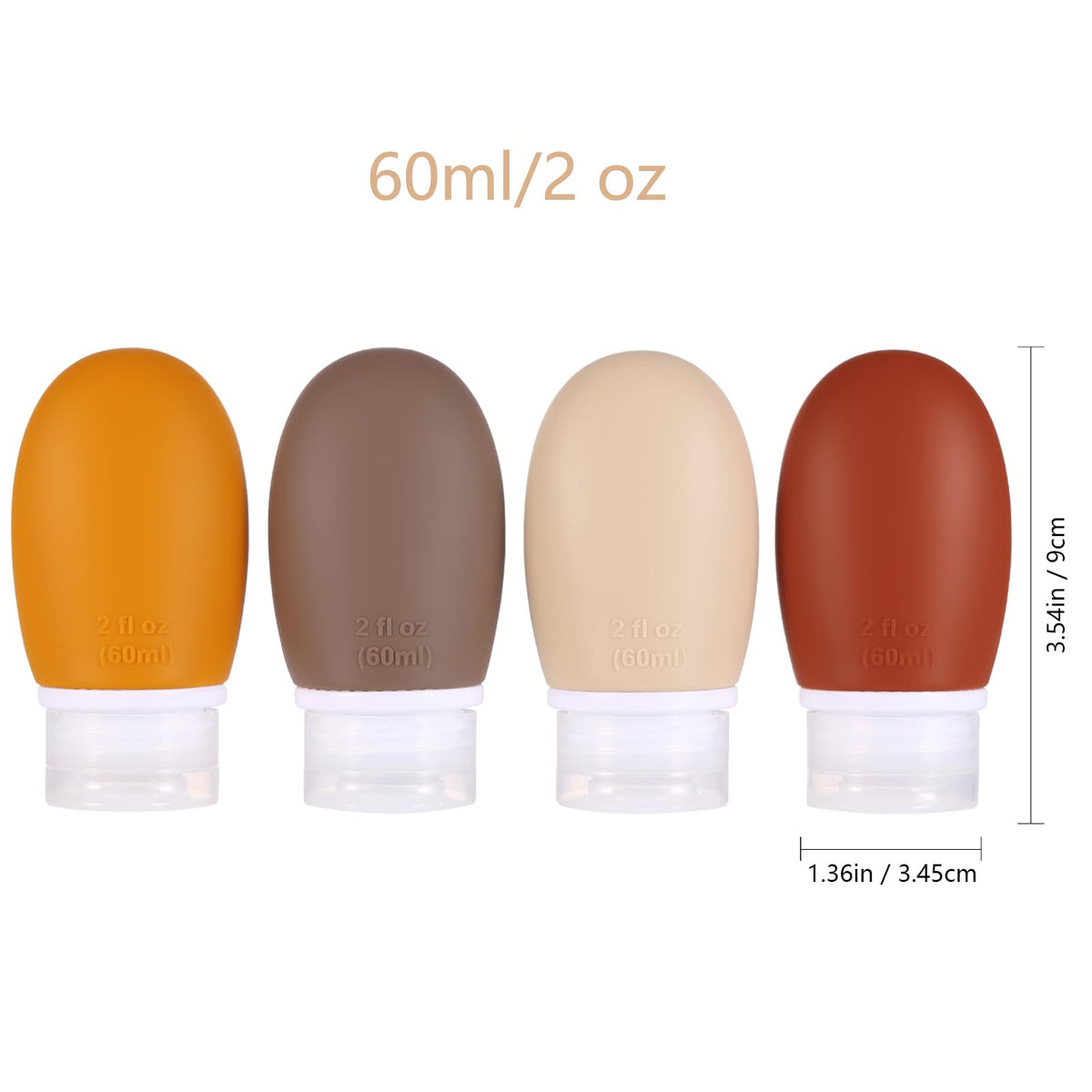 Silicone Travel Bottles,4 Pack Leak Proof Liquid Squeezable Refillable Portable Travel Accessories/Cosmetic Containers,BPA Free,Travel Size Bottles for Toiletries Shampoo Conditioner Lotion