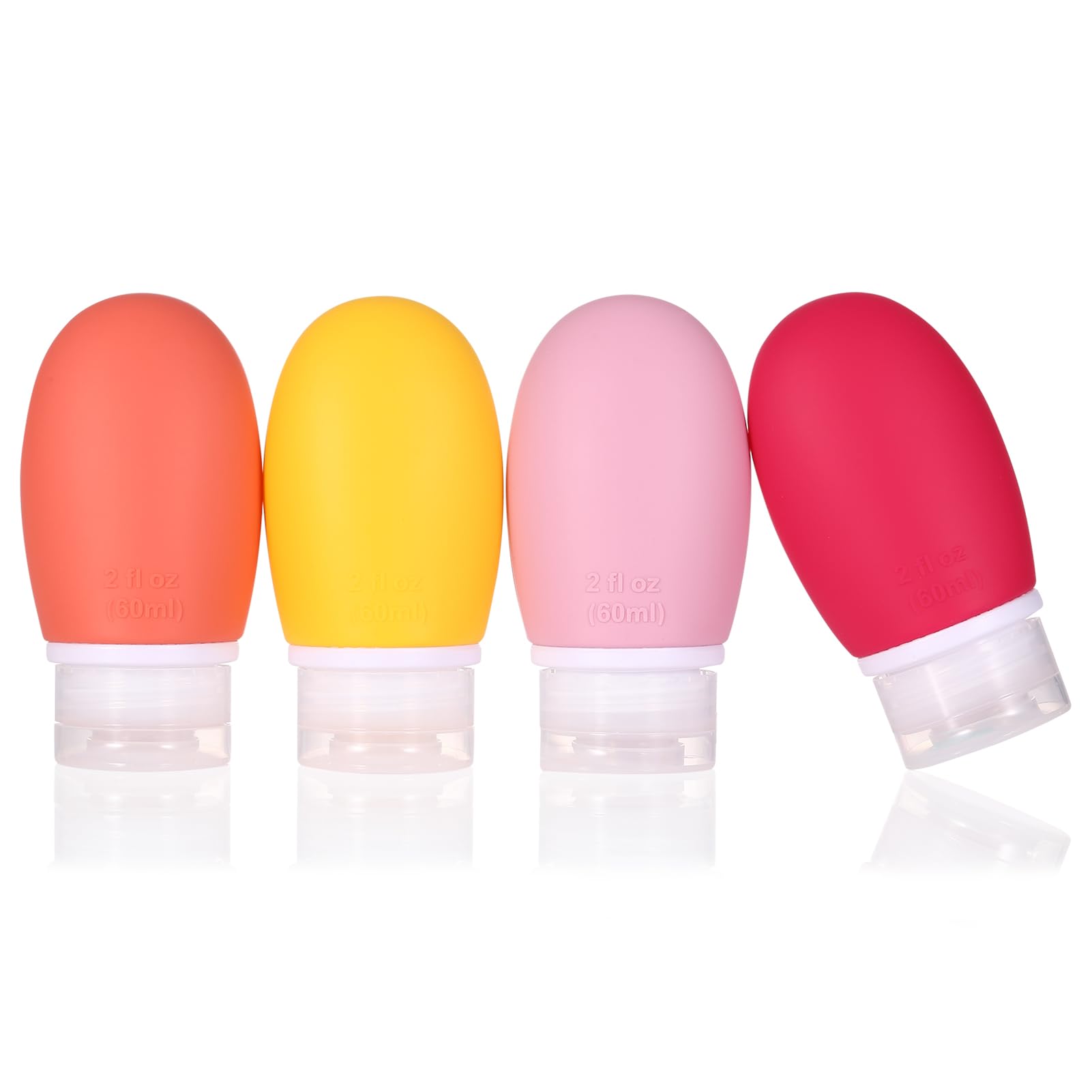 Silicone Travel Bottles,4 Pack Leak Proof Liquid Squeezable Refillable Portable Travel Accessories/Cosmetic Containers,BPA Free,Travel Size Bottles for Toiletries Shampoo Conditioner Lotion