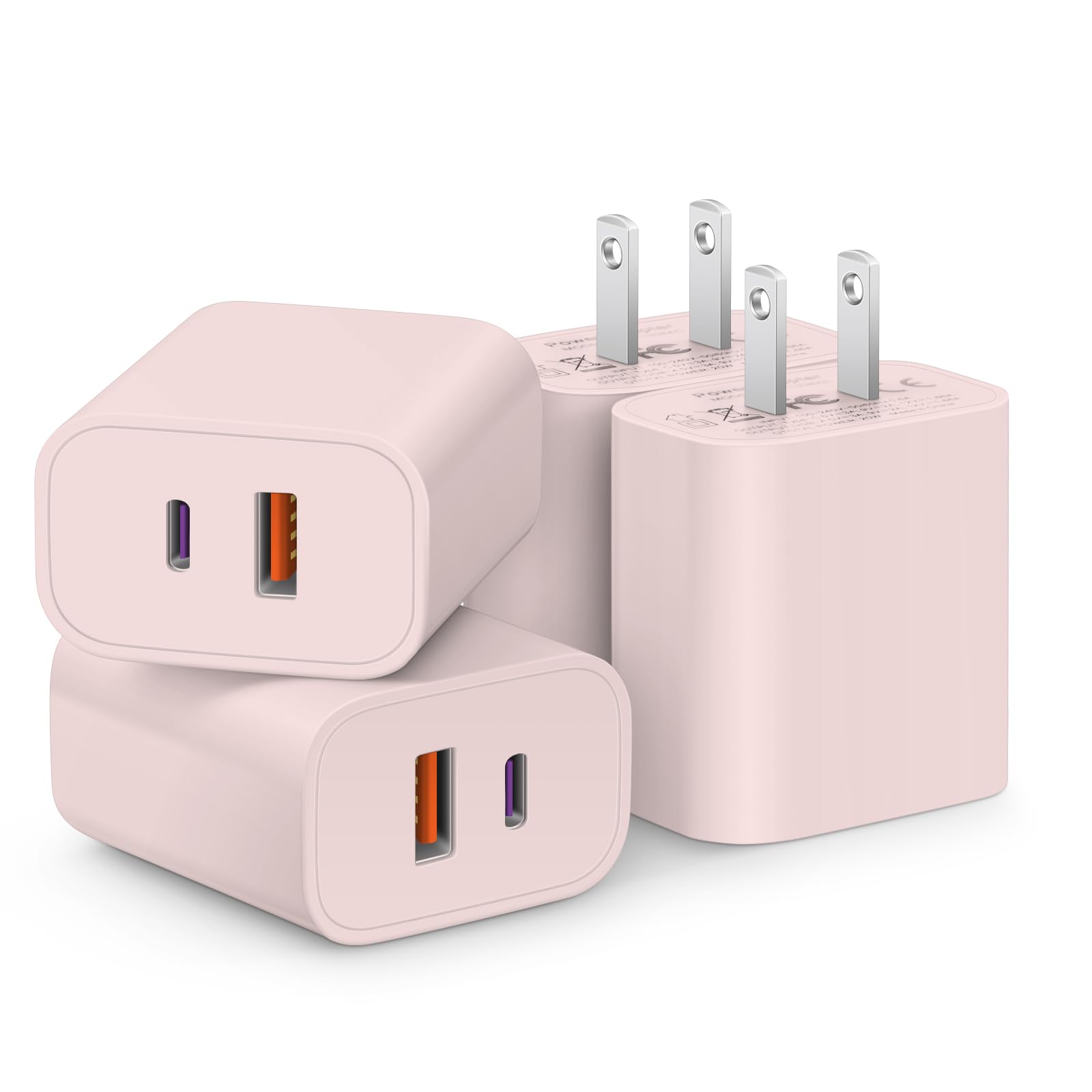 [4 Pack] USB C Charger Block Fast Charging Multiport Adpater [PD 20W USB-C & QC 3.0 USB Port] for IP 16/15/14/13/12/11/X/8, i Pad, Sam Sung, Google, Galaxy & More