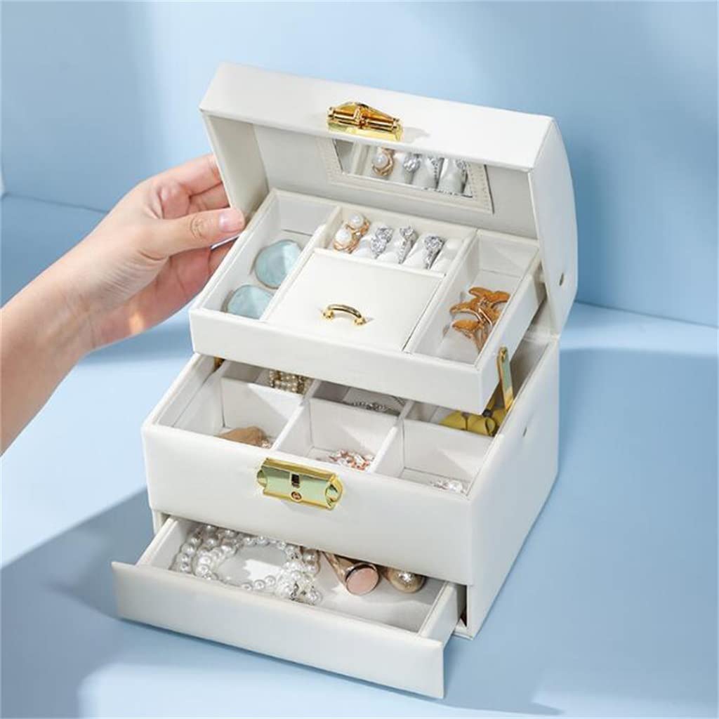 Desktop Flannel Jewelry Box Ring Bracelet Earring Bracelet Large Capacity Multilayer Travel Storage Box (Color : A Size : 17 * 13.5 * 13.5CM)
