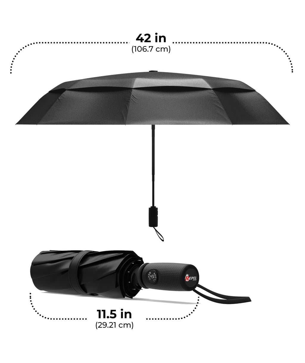 Windproof Travel Umbrella - Compact & Withstands Winds up to 100MPH, Strongest Premium Auto Folding Umbrella for Rain and Sun - Durable, Light & Portable for Women & Men, Fits Backpack & Cars