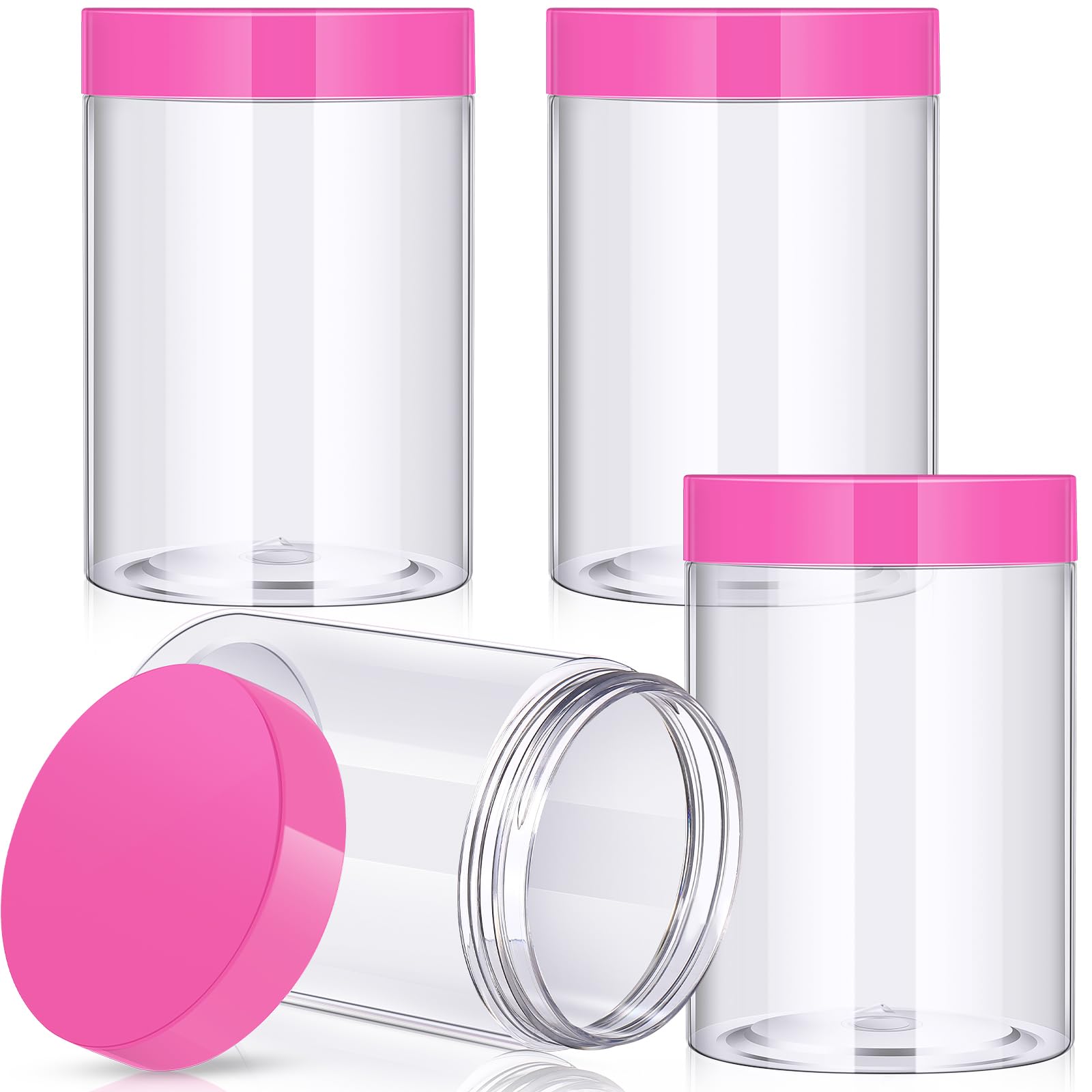 Patelai 4 Pcs Plastic Jars Wide Mouth with Lids