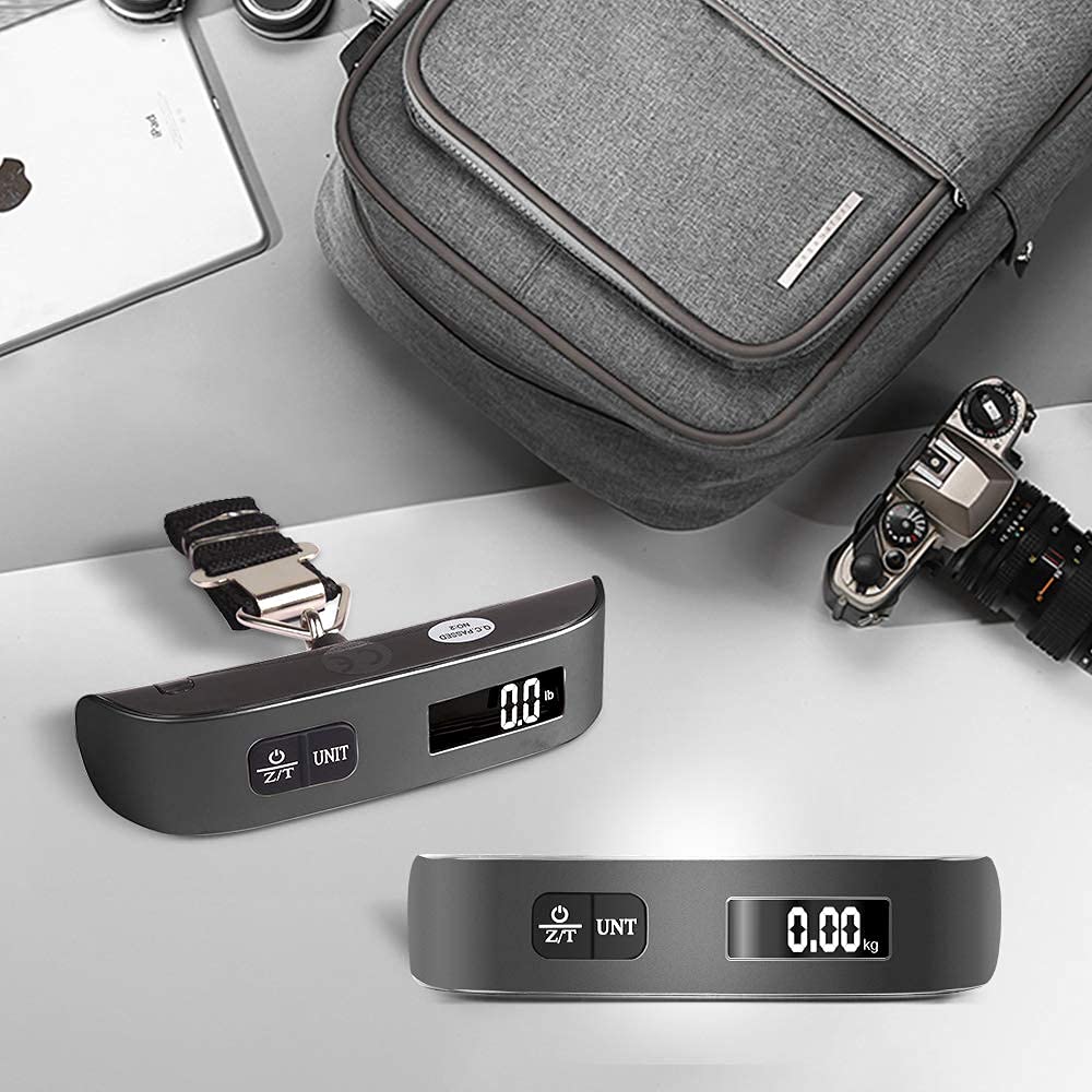 travel inspira Digital Luggage Scale – Portable Hanging Suitcase Weight Scale for Travel, 110 lb Capacity, Backlit LCD Display, Prevents Airport Overweight Fees, Battery Included