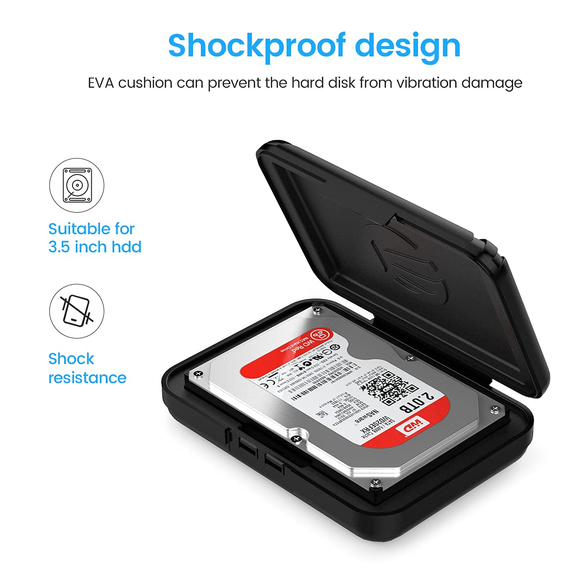 ORICO Hard Drive Case for 3.5 Inch HDD/SSD 5 Packs Portable Hard Drive Carrying Protective Storage Box Anti-Static and Shockproof -PHX Series