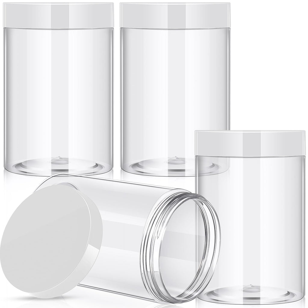 Patelai 4 Pcs Plastic Jars Wide Mouth with Lids