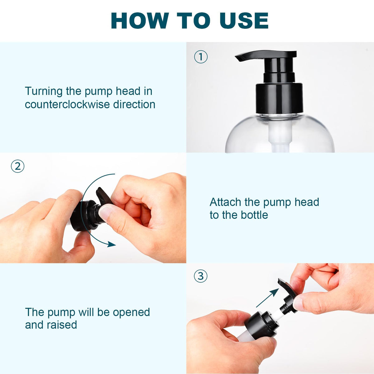 KREMORV Plastic Pump Bottles Dispenser 2Pack Empty Shampoo Bottle BPA Free
