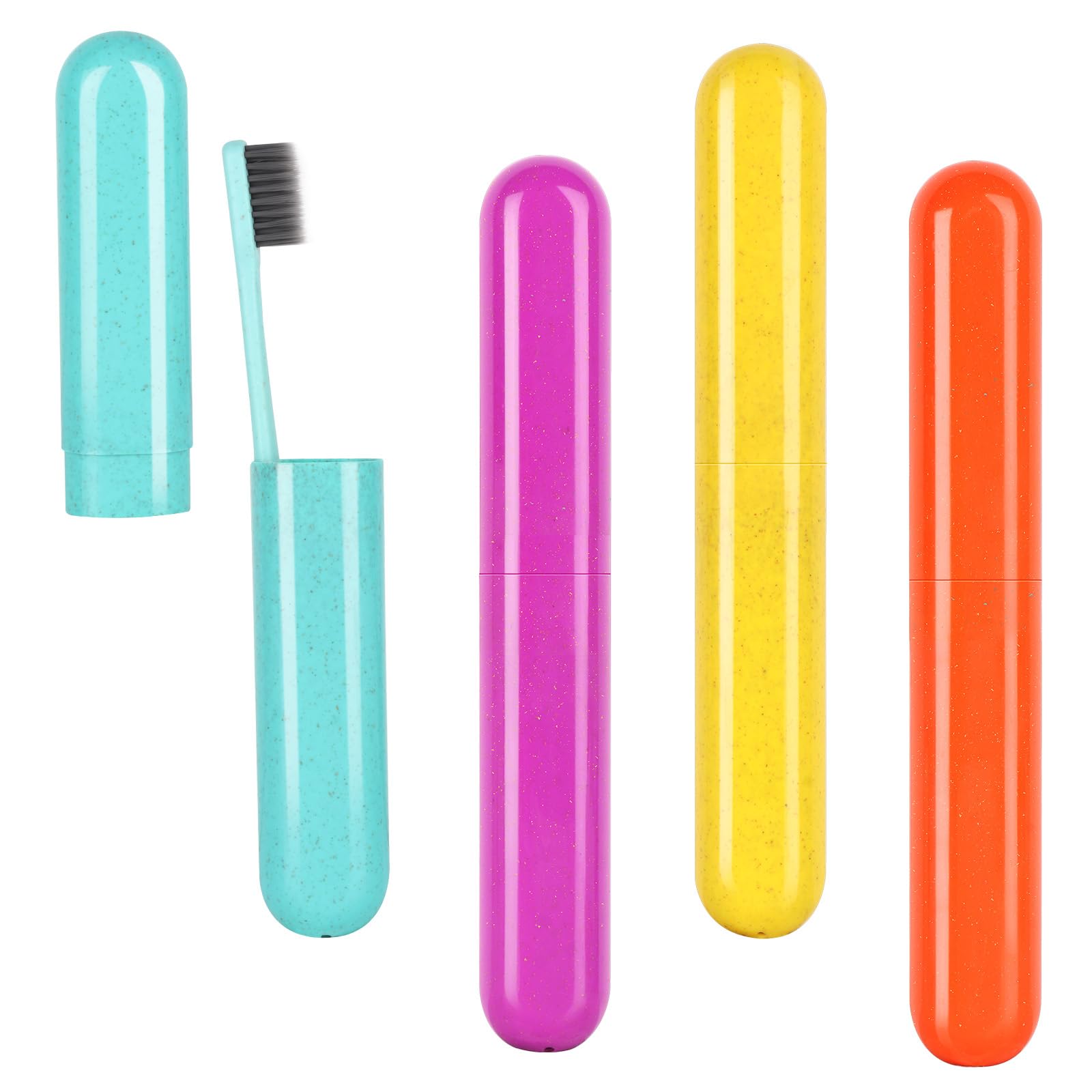 4 Pack Toothbrush Cases - Portable Travel Holder Container With Cover - Plastic Carrier Protector for Bathroom, School, Home, Camping
