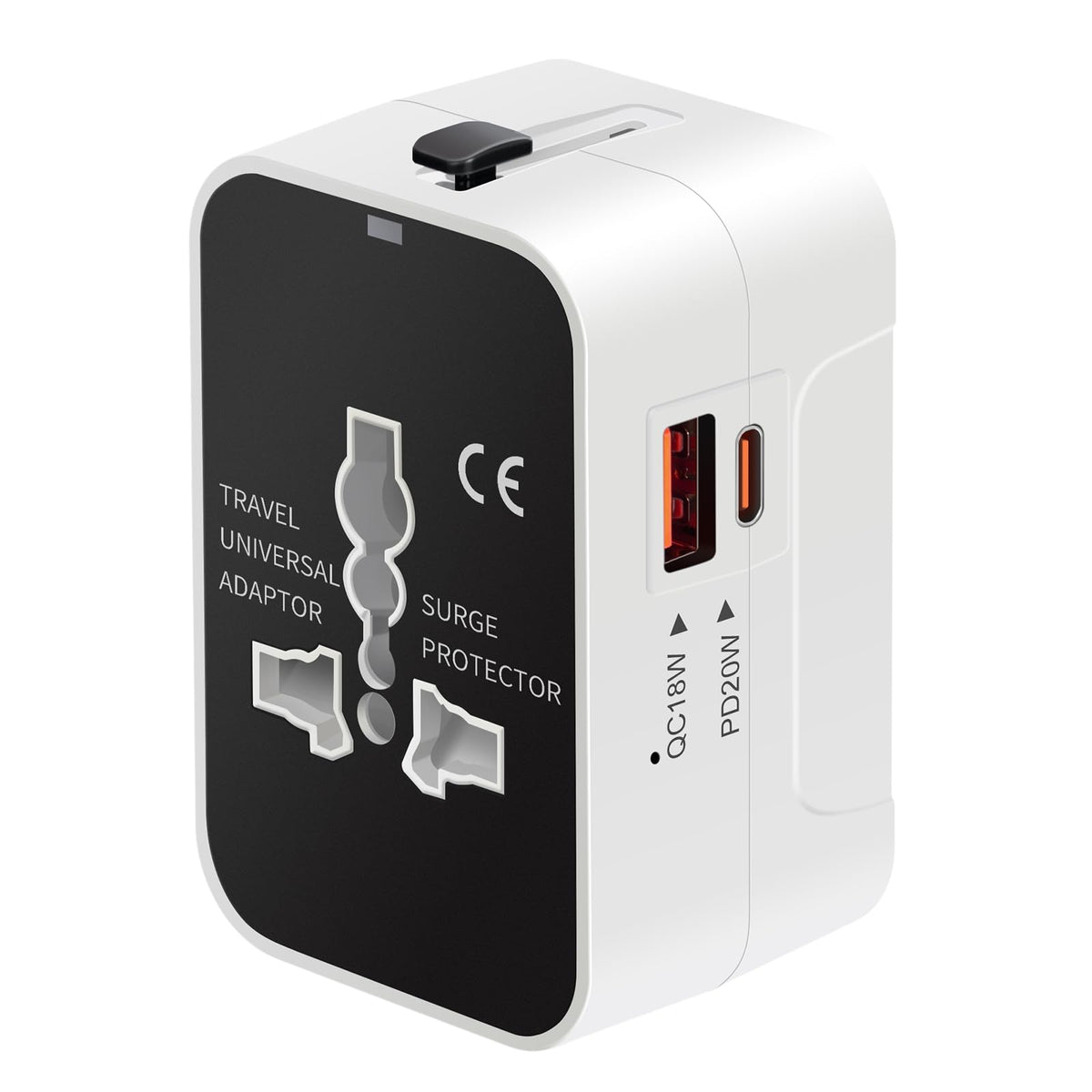 Travel Adapter with USB C, Universal All in One Worldwide Travel Adapter Power Converters Wall Charger AC Power Plug Adapter USB Type C Charging Ports for USA EU UK AUS Black