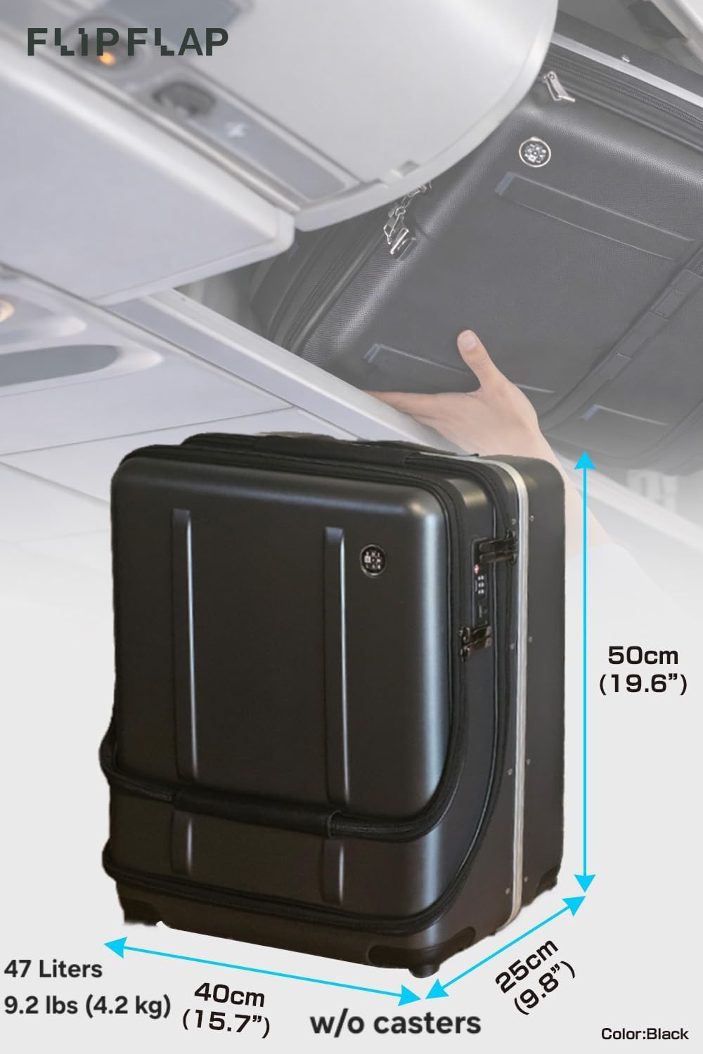 EDISON LAB FLIP The Suitcase That Turns Into a Shelf 47L Carry-On Lightweight Polycarbonate Silent Detachable Wheels TSA Lock Front-Open PC Cabin Approved for Business Travel Easy Caster Replacement