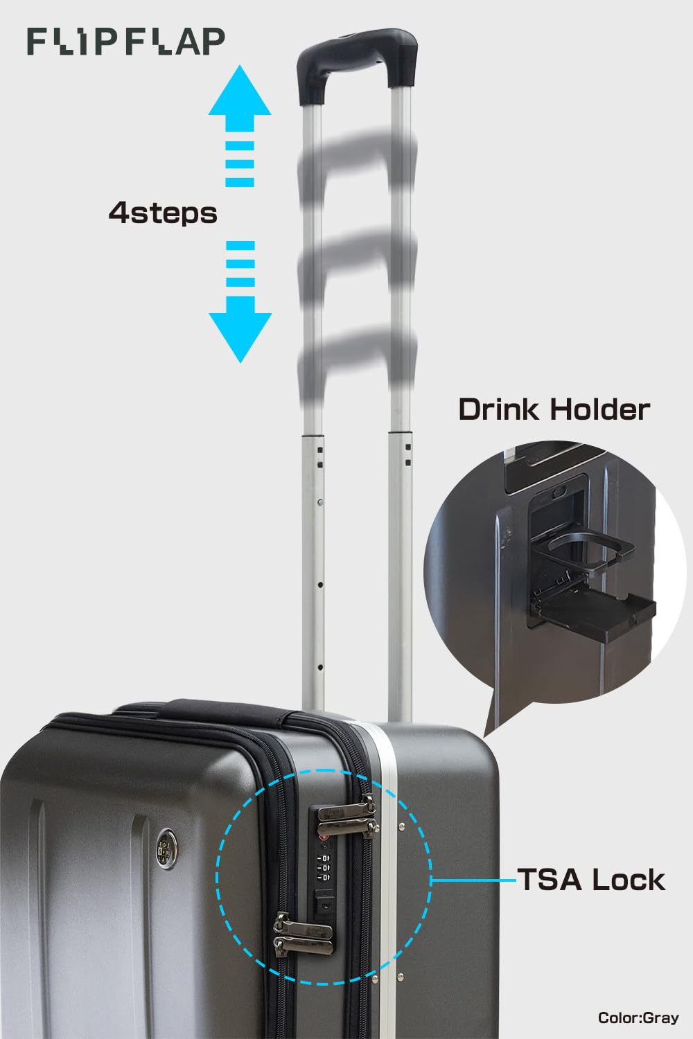 EDISON LAB FLIP The Suitcase That Turns Into a Shelf 47L Carry-On Lightweight Polycarbonate Silent Detachable Wheels TSA Lock Front-Open PC Cabin Approved for Business Travel Easy Caster Replacement