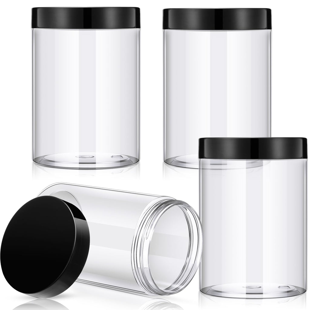 Patelai 4 Pcs Plastic Jars Wide Mouth with Lids