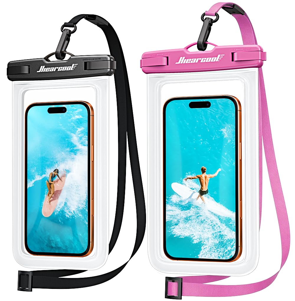 Hiearcool Universal Waterproof Case, Waterproof Phone Pouch Compatible for iPhone 14 13 12 11 Pro Max XS Plus Samsung Galaxy S22 Cellphone Up to 8.3", IPX8 Cellphone Dry Bag for Vacation-2 Pack