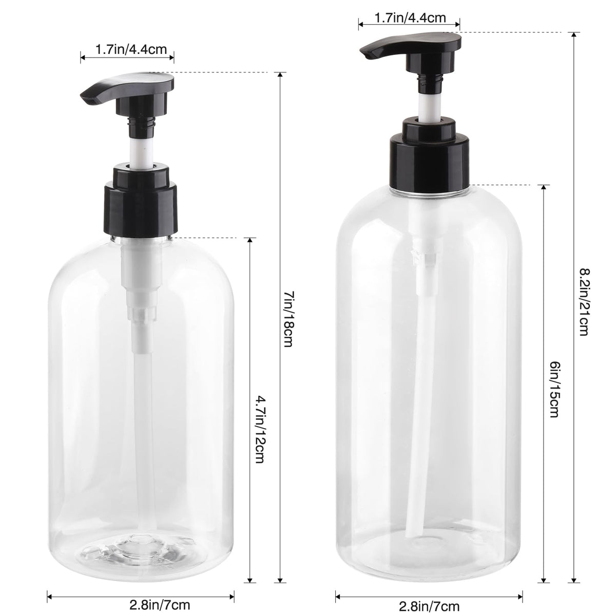 KREMORV Plastic Pump Bottles Dispenser 2Pack Empty Shampoo Bottle BPA Free