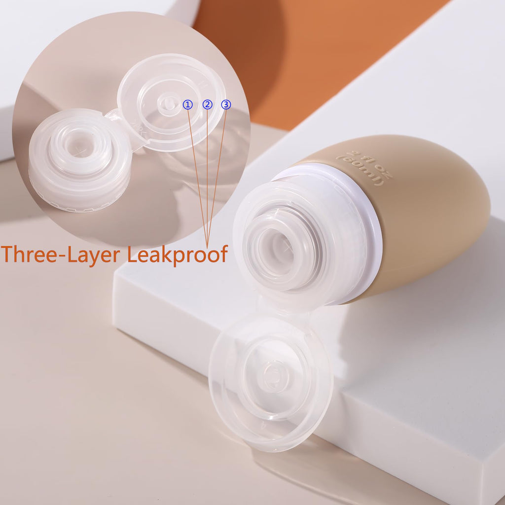 Silicone Travel Bottles,4 Pack Leak Proof Liquid Squeezable Refillable Portable Travel Accessories/Cosmetic Containers,BPA Free,Travel Size Bottles for Toiletries Shampoo Conditioner Lotion