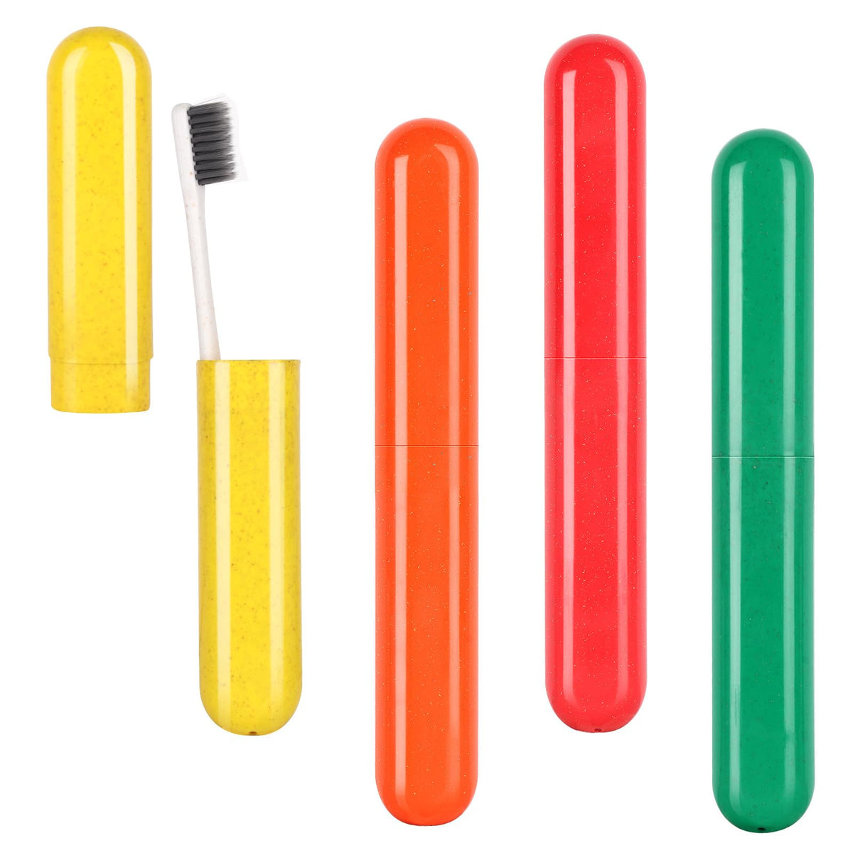 4 Pack Toothbrush Cases - Portable Travel Holder Container With Cover - Plastic Carrier Protector for Bathroom, School, Home, Camping