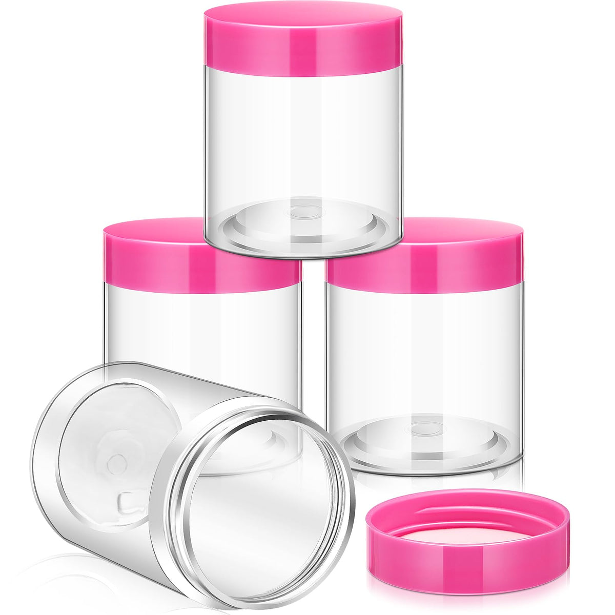 Patelai 4 Pcs Plastic Jars Wide Mouth with Lids