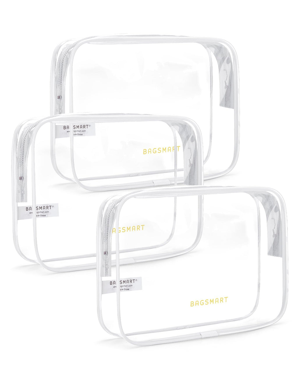 BAGSMART Clear Toiletry Bag, 3 Pack TSA Approved Toiletry Bag Quart Size Bag