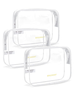 3-Pack TSA-Approved Clear Quart-Size Travel Toiletry Bags