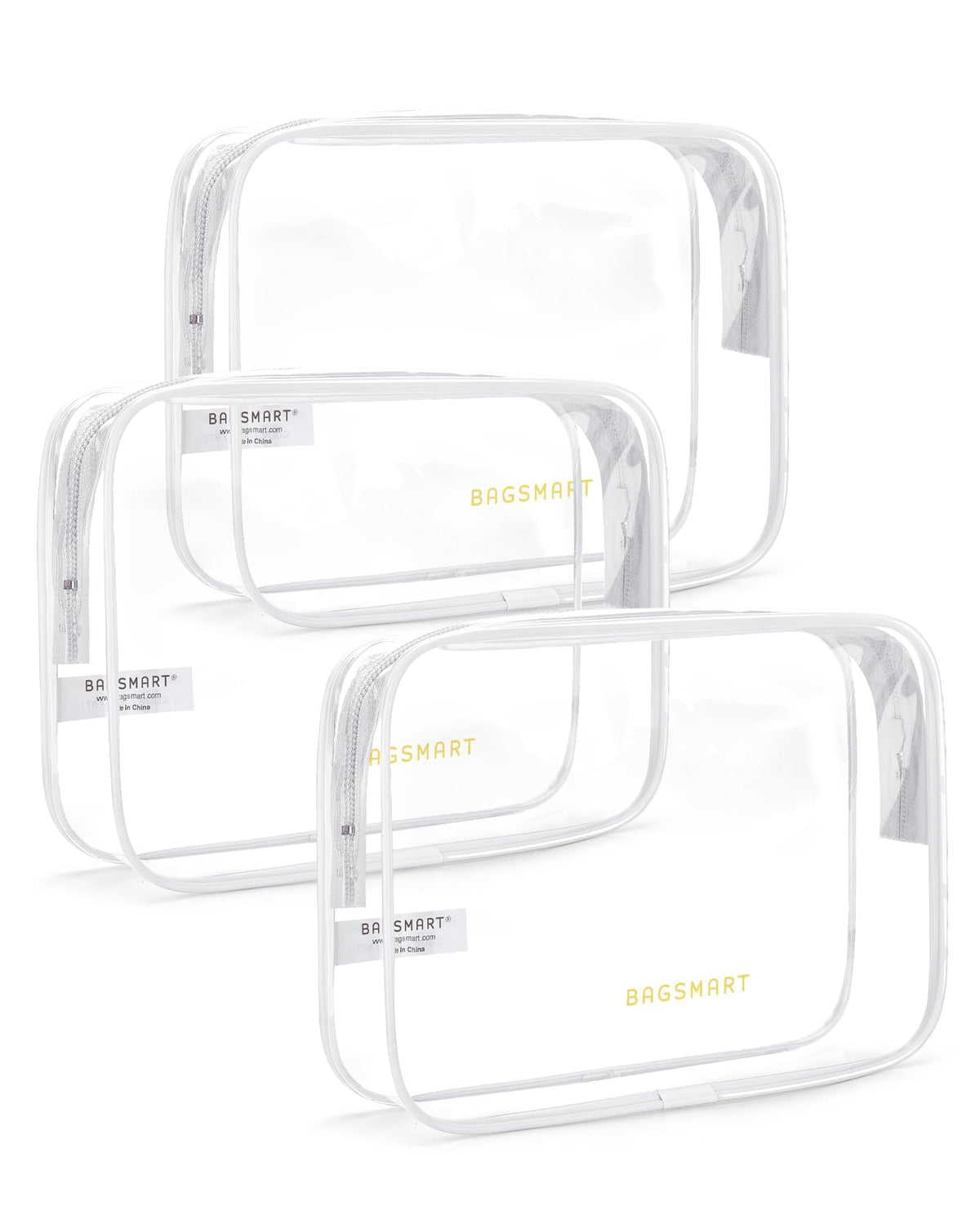 BAGSMART Clear Toiletry Bag, 3 Pack TSA Approved Toiletry Bag Quart Size Bag