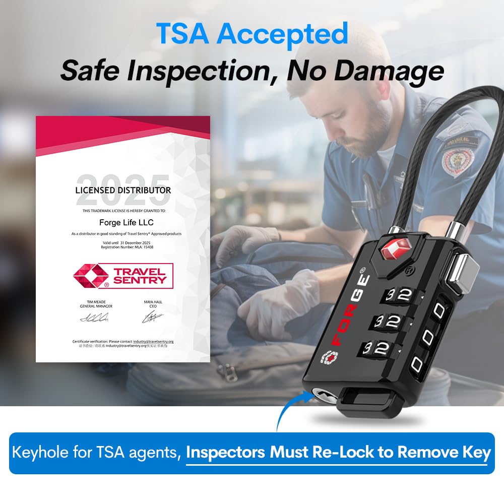 TSA-Approved Resettable Combination Cable Luggage Lock