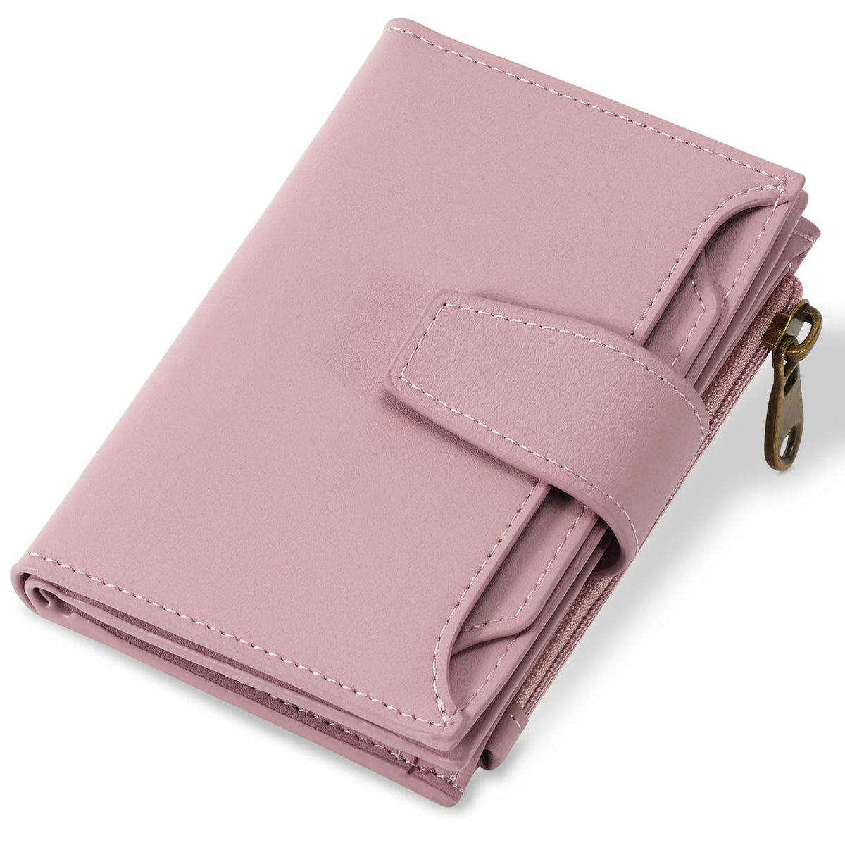Compact RFID Blocking Leather Bifold Travel Wallet for Women