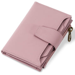 Compact RFID Blocking Leather Bifold Travel Wallet for Women