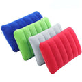 4Pack Ultralight Inflatable Travel Pillow, Small Squared Flocked Fabric Air Pillow for Traveling, Holiday Trip, Hiking, Camping,Napping,Neck Lumbar Support, 16.5 in x 10.5 in (Gray,Blue,Red,Green)
