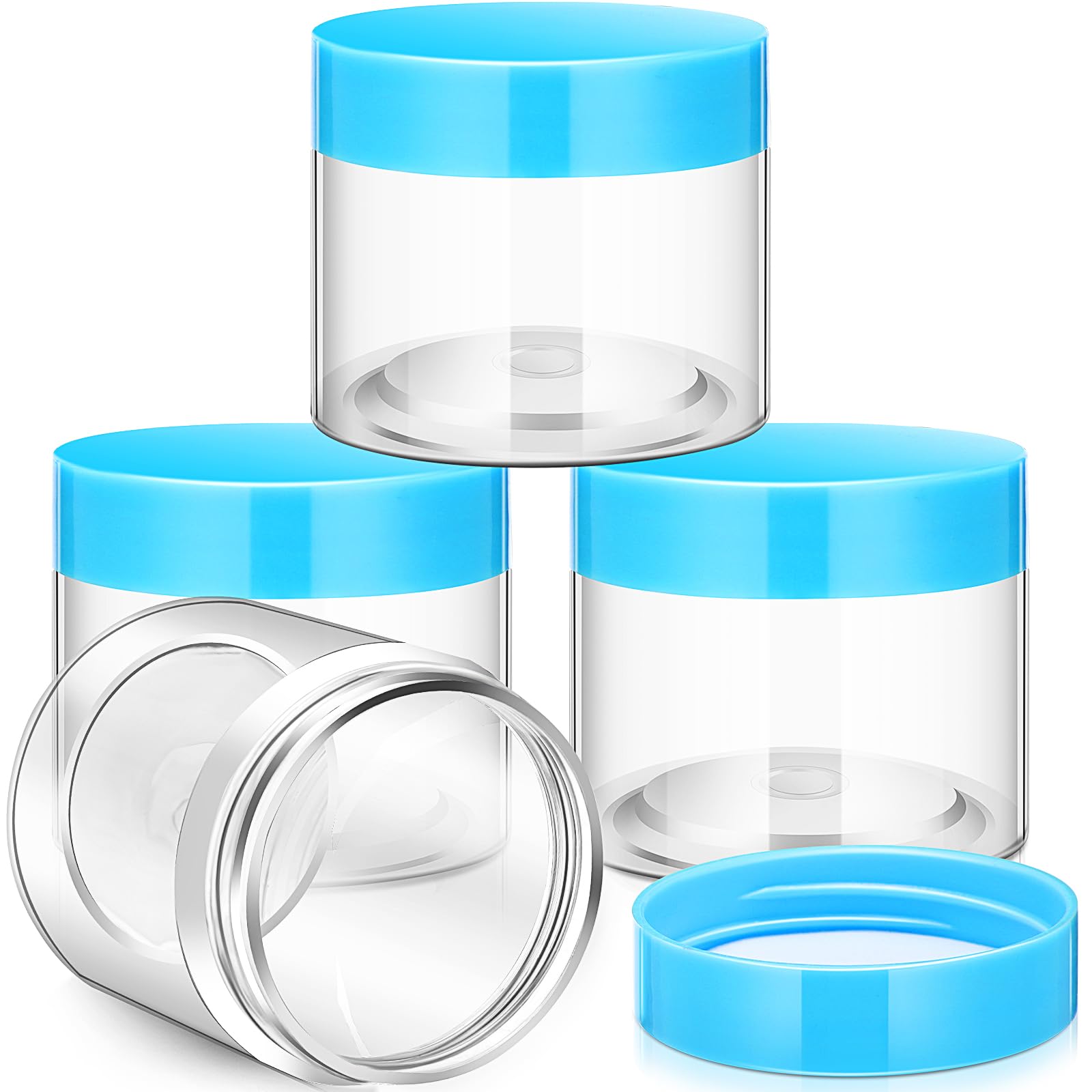 Patelai 4 Pcs Plastic Jars Wide Mouth with Lids