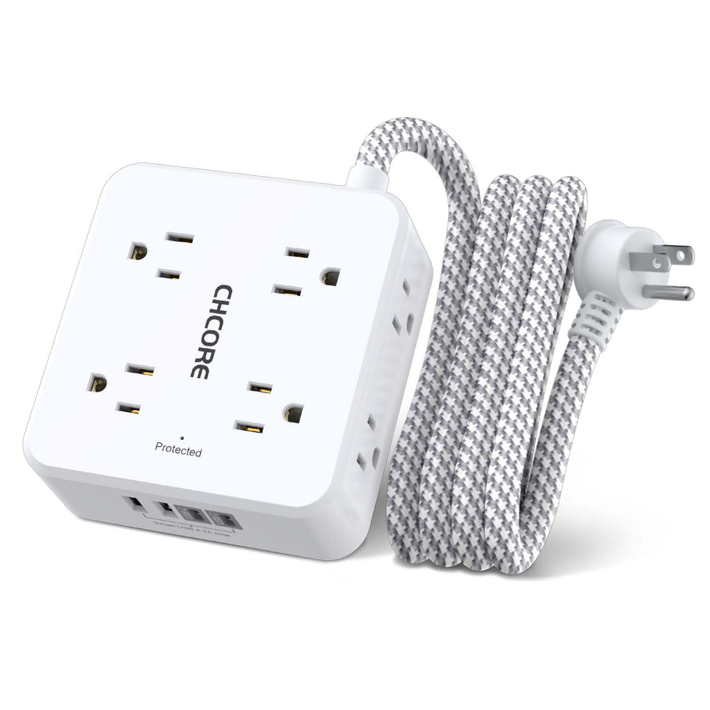 Surge Protector Power Strip - CHCORE Extension Cord with 8 Outlets with 4 USB (2 USB C) Charging Ports